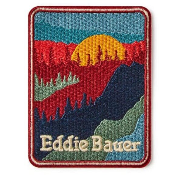 NWT Eddie Bauer Forest Sunset Embroidered Patch Iron On Applique Vivid Colorful - Picture 3 of 3